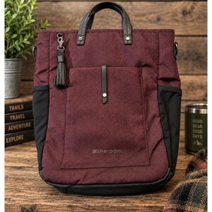 Sherpani Sojourn Convertible Tote Backpack Burgundy Travel Laptop Bag O/S
